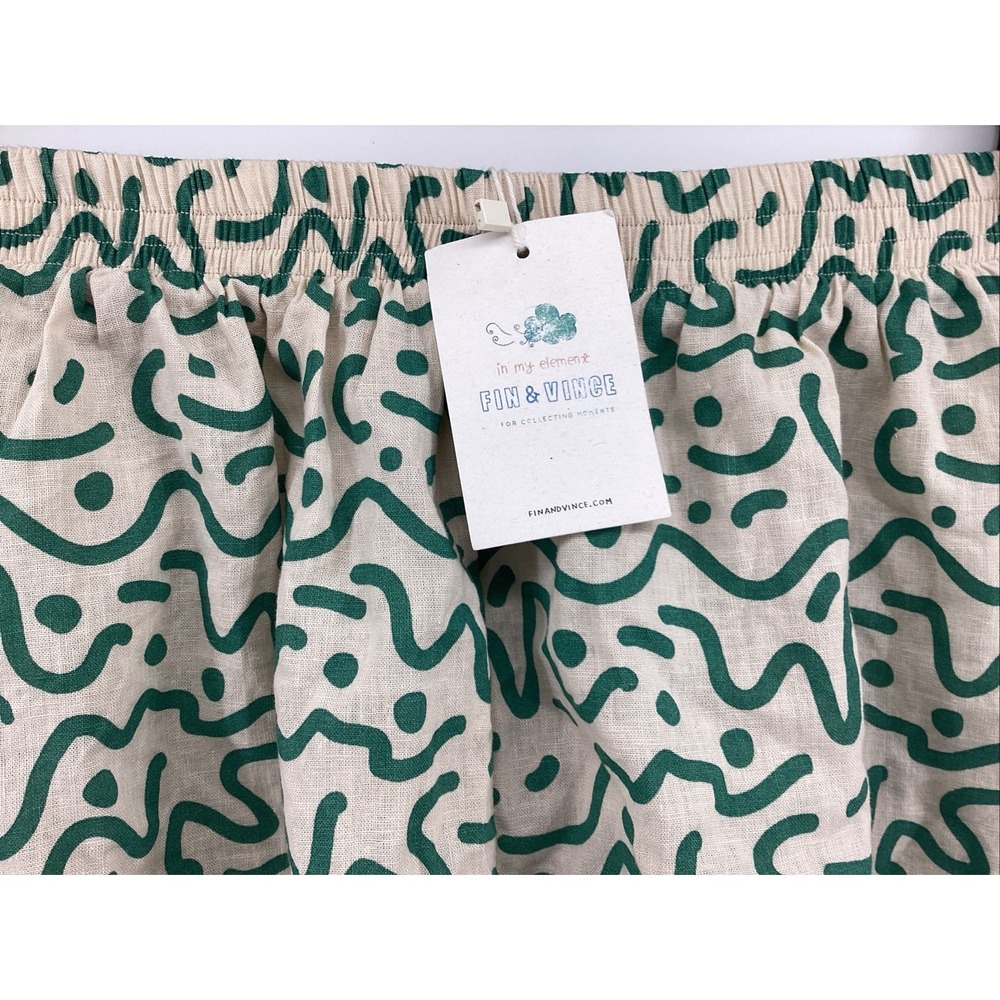 Fin & Vince NWT Pull-On Casual Shorts Size Large L Green White Smiley Face New - Picture 2 of 7